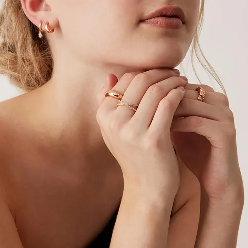 Vista 3 de PAVOI 14K Gold Plated X Ring Simulated Diamond CZ Criss Cross Ring for Women