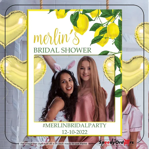Vista 3 de Marco personalizado de la cabina de la foto de la ducha de la nupcial del limón, boda del tema del limón, soporte de la foto del árbol del limón