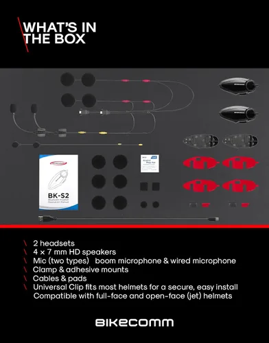 Vista 8 de BIKECOMM BK-S2 Intercomunicador de auriculares Bluetooth para motocicleta, altavoces inalámbricos de alcance de 3,937.0 ft, sistema de comunicación