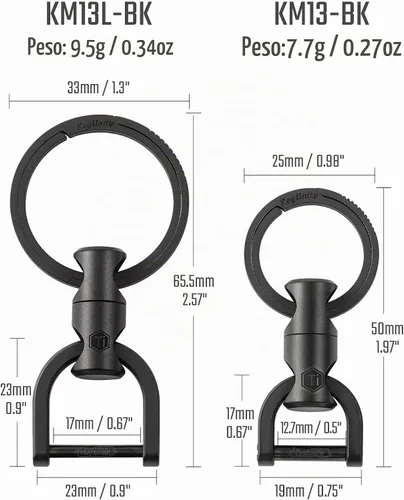 Vista 6 de KeyUnity KM13 Swivel Keychain with D Ring Key Shackle, Titanium Rotatable Key Organizer Negro