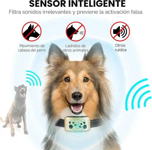 Vista 5 de Collar antiladridos para perros grandes, medianos y pequeños Dorado