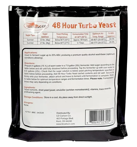 Vista 2 de 48 HORAS TURBO LEVADURA FERMFAST 8.57 oz PAQUETE