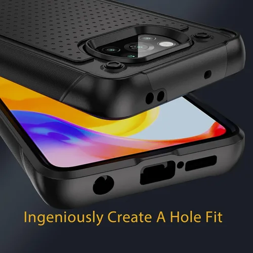Vista 4 de Jeylly Funda para Xiaomi Poco X3 NFC con protector de pantalla de vidrio templado [2 paquetes], resistente a prueba de golpes, funda protectora