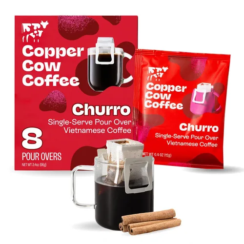 Vista 11 de Copper Cow Coffee Café vietnamita premium para verter sobre una sola porción Paquete variado de Best Brews (incluye 5 cafés), negro clásico