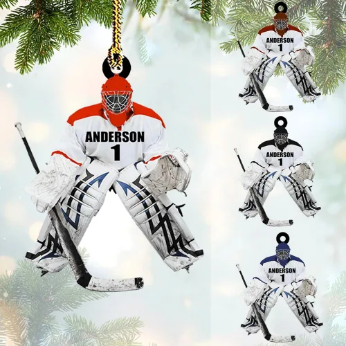 Vista 15 de Adorno acrílico de hockey personalizado 2026, decoración personalizada para árbol de Navidad, regalo único de recuerdo festivo para jugadores