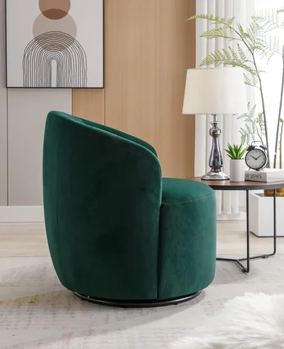 Vista 35 de Silla giratoria decorativa, moderna silla tapizada de barril con respaldo ergonómico y cojín cómodo, sillón individual de ocio para sala de estar