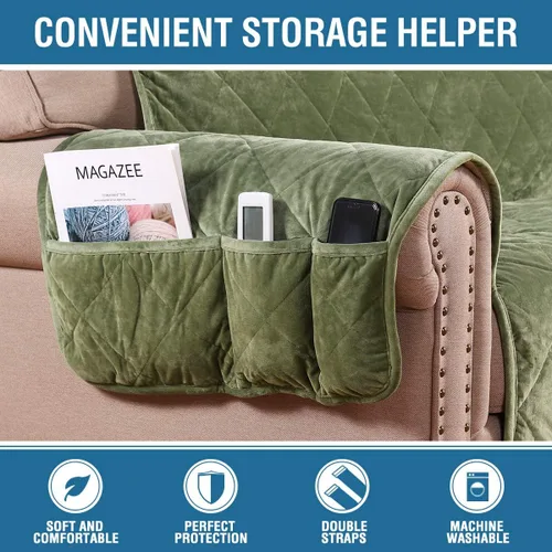 Vista 7 de H.VERSAILTEX Fundas acolchadas de terciopelo grueso para sillas reclinables, fundas para sillas reclinables, funda de sofá reclinable con respaldo