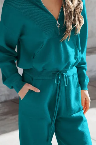 Vista 49 de PRETTYGARDEN Conjunto de suéter de 2 piezas para mujer, sudadera con cremallera, pantalones deportivos, ropa casual