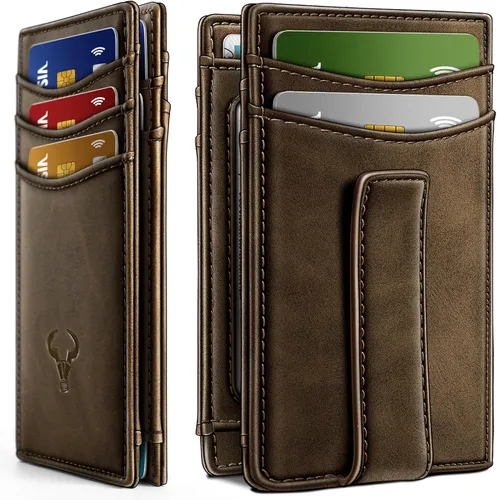 Vista 15 de BULLIANT Billetera Airtag para hombre, delgada con clip para dinero, cierre magnético, 12 tarjetas en el bolsillo frontal, bloqueo RFID