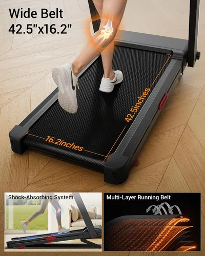 Vista 5 de UMAY Fitness 20% Treadmill with Auto Incline, Running Foldable Treadmills