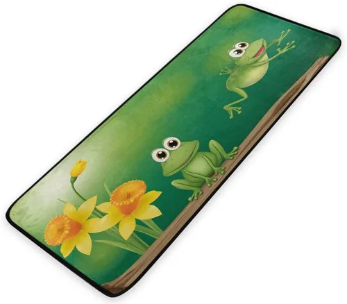 Vista 6 de Alfombras de cocina con diseño de dos ranas verdes, antideslizantes, suaves, alfombra de baño, alfombra para decoración del hogar, 39 x 20 pulgadas