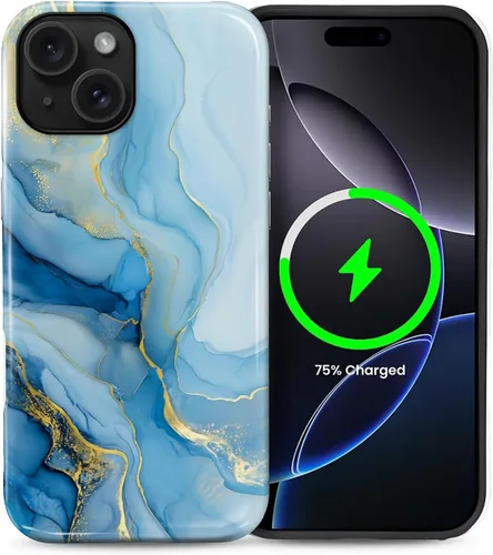 Vista 64 de Funda Compatible con iPhone 13/14 [Compatible con MagSafe] Protección de Doble Capa de Cáscara Dura Híbrida, Funda Magnética Protectora a Prueba