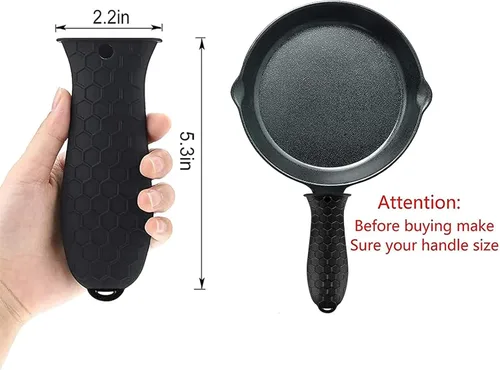 Vista 2 de 4 soportes de silicona para mango caliente, agarradera para sartenes de hierro fundido, funda de goma antideslizante para mango de olla resistente