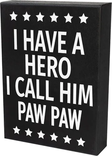 Vista 8 de JennyGems Regalos de papaya, letrero de madera con texto en inglés "I Have a Hero I Call Him Paw Paw Paw", regalo para papaya, decoración
