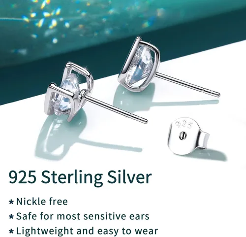 Vista 7 de ChicSilver Aretes pequeños con inicial para mujer, plata de ley 925 con circonita cúbica, hipoalergénicos (con caja de regalo)