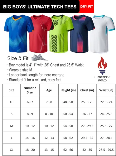 Vista 6 de Paquete de 5 camisetas deportivas para niños, camisetas de ajuste seco para niños, camisetas de manga corta, ropa deportiva a granel