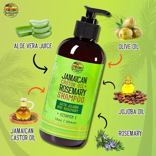 Vista 4 de JAMAICAN Ambre Champú de romero para fortalecer el cabello - 12 oz / 11.5 fl oz - Champú hidratante, fortalecedor, promueve la nutrición