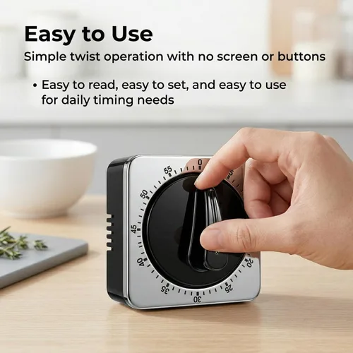 Vista 8 de Searon Temporizadores de cocina para cocinar, temporizador mecánico de cuerda con anillo fuerte, parte trasera magnética, no necesita batería