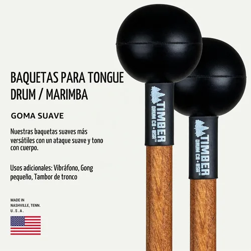 Vista 3 de Paquete de Mazos de Percusión — ENSAMBLADO EN EE.UU. — Baquetas para Marimba, Redoble de Platillos, Glockenspiel, Bloque de Madera — Poly Duro, Goma