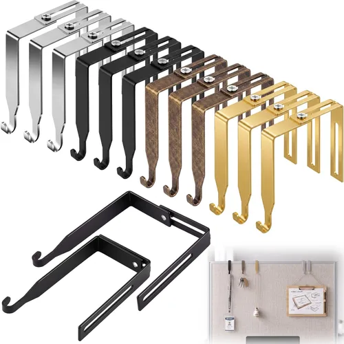 Vista 25 de Amylove 4 ganchos ajustables para cubículos, ganchos universales de metal para cubículos, para colgar puertas, ajustables para adaptarse a paneles