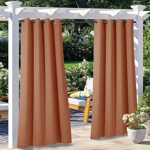 Vista 79 de NICETOWN Cortina para Exteriores para Patio Impermeable de 84 Pulgadas de Ancho, Aislamiento Térmico con Ojales Antioxidantes Bloqueo UV Cortina