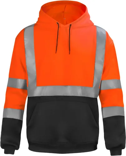 Vista 8 de sesafety Sudadera de alta visibilidad de clase 3 para hombre, sudadera con capucha, sudadera con capucha de seguridad de alta visibilidad