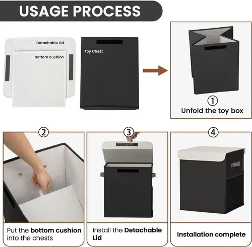 Vista 7 de Caja de almacenamiento grande de juguetes de 40 litros con tapa, caja grande de juguetes para niños, niñas y niños, cuarto del bebé y sala de estar