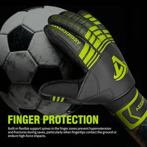 Vista 3 de Guantes de portero de fútbol con protección para los dedos para prevenir lesiones, agarre fuerte para enfrentamientos difíciles, guantes de portero