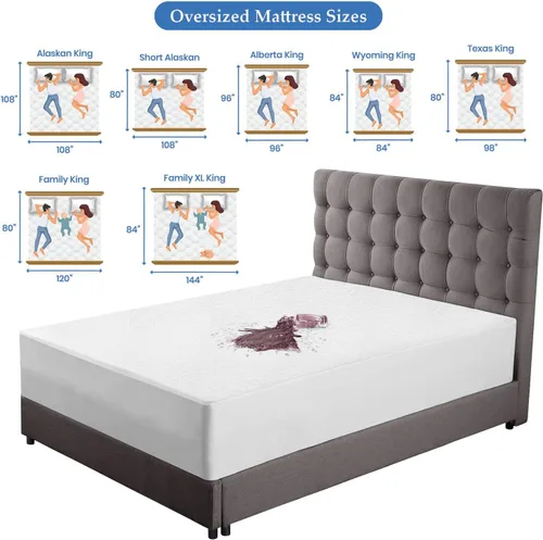 Vista 4 de Comfort Beddings Protector de colchón 100% algodón orgánico Alaskan King, 250GSM, impermeable, protector de cama ajustable sin ruido con bolsillo