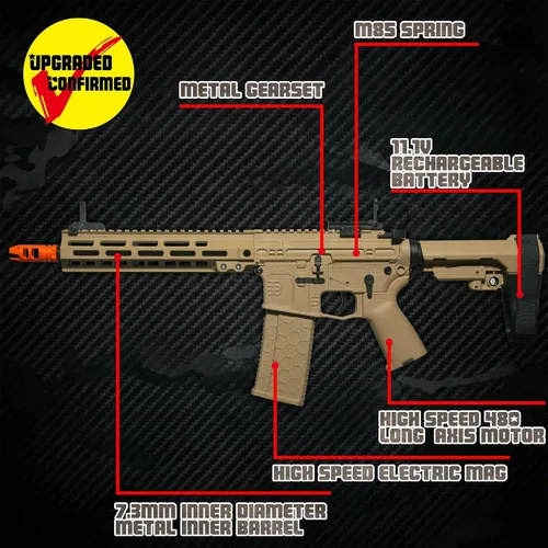 Vista 2 de EMERBU Pro-Grade Gel Splatter Ball Blaster SLR Actualizado por EMERBU - Cuerpo de Metal y Nylon - 11.1V Alta Potencia - Conjunto de Engranajes