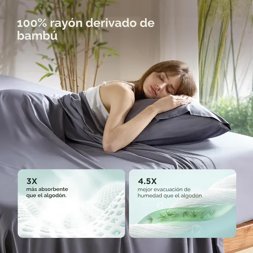Vista 2 de Bedsure Fundas de almohada de tamaño estándar, fundas de almohada refrescantes, rayón derivado de bambú, color gris oscuro, juego de 2, fundas