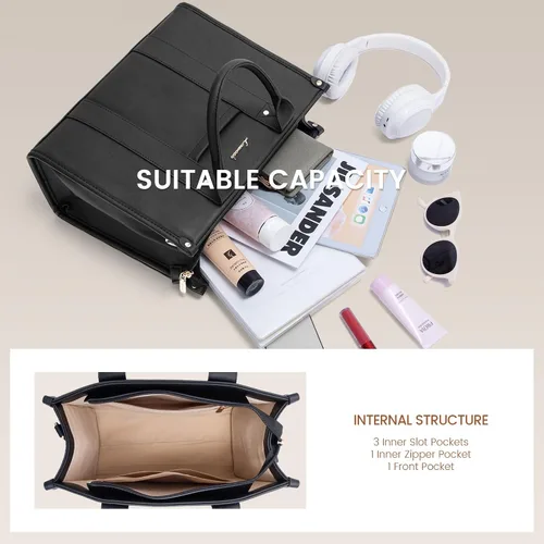 Vista 5 de LOVEVOOK Bolso para mujer de cuero, bolso tote, cartera y bolsos, bandolera con asa superior y bandolera con cremallera
