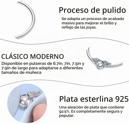 Vista 4 de Pulsera de dijes LIGHTDOG para dijes Pandora, pulsera de cadena de serpiente de plata de ley 925, compatible con cualquier dije, regalo para mujer
