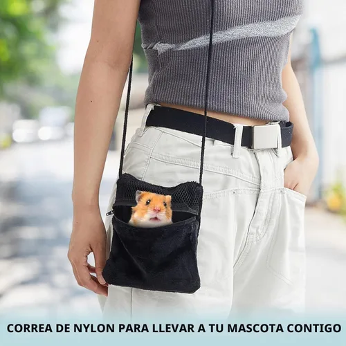 Vista 5 de Sweetude 2 bolsas de transporte para planeador de azúcar, transpirable, bolsa de transporte suave para hámsteres con cremallera para correa