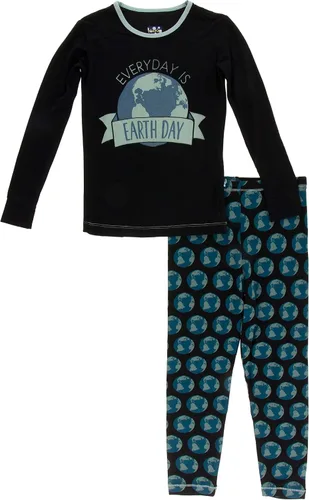 Vista 23 de KicKee Pants Conjunto de pijama de manga larga con estampado de piezas