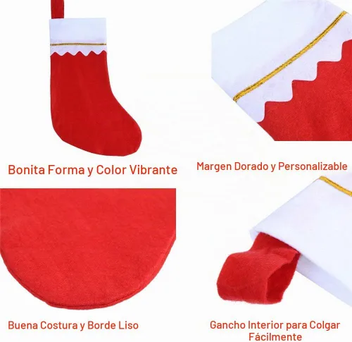 Vista 3 de CCINEE 12 medias de Navidad de fieltro rojo de 15 pulgadas para decoración de Navidad