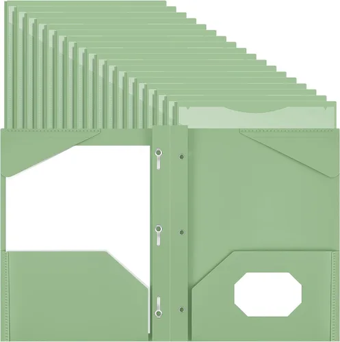 Vista 16 de Henoyso 48 carpetas de plástico con bolsillo frontal transparente y 3 puntas, carpetas de plástico resistente con ranura para tarjetas, carpetas
