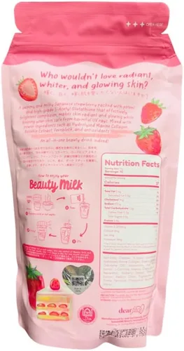 Vista 2 de Beauty Milk - Bebida japonesa de colágeno fresa, 50.000 mg de colágeno hidrolizado, 6.3 onzas (paquete de 1)