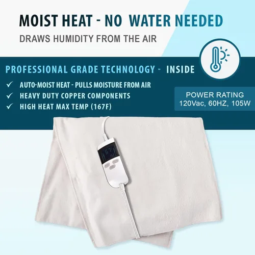 Vista 4 de ThermoRelief - Almohadilla térmica de grado profesional con calor húmedo automático de ThermoRelief, calefacción extra caliente para calor