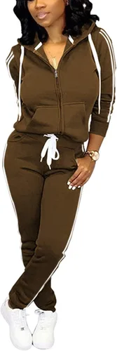 Vista 18 de TOPSRANI - Trajes deportivos de dos piezas para mujer, sudaderas casuales, traje deportivo liso, conjunto de pantalones de sudadera para trotar