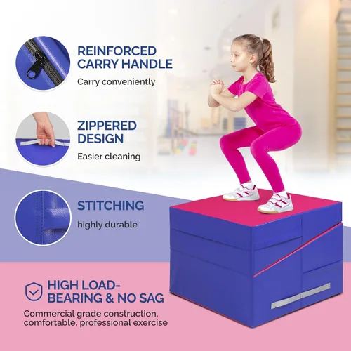 Vista 3 de Matladin Incline - Tapete de gimnasia con cuña de queso, 48 x 24 x 14 pulgadas, plegable, para niños y niñas, entrenamiento en casa