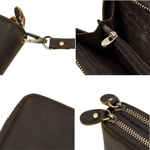 Vista 5 de Hebetag Cartera de cuero para hombre, organizador de muñeca