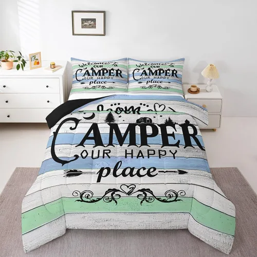 Vista 14 de Erosebridal American Flag Twin Comforter Set Army Green Camo Bedding Set for Kids Boys Girls Bear Claw Hunting Theme Bed Set Camoflage Camping