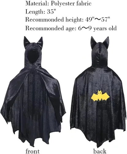 Vista 7 de OLLULL Superhero Dress Up Cosplay Bat Cape Boys Girls Halloween Superhero Costumes Color Black