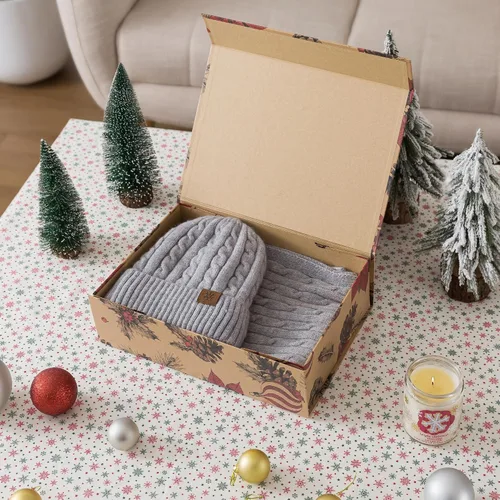 Vista 6 de Soul & Lane Caja de regalo de Navidad con tapa, 12.5 x 9.0 x 3.5 pulgadas, caja de regalo magnética de Navidad para regalos con diseño navideño