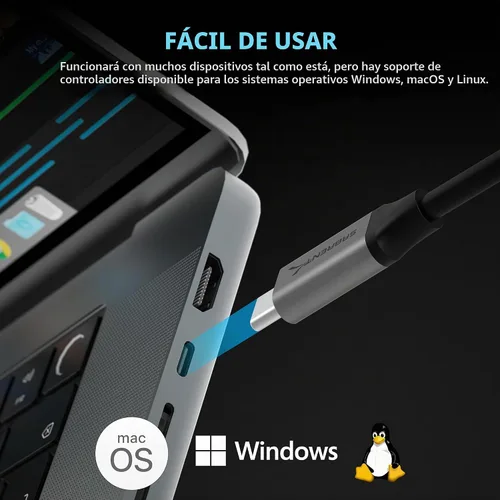 Vista 4 de SABRENT Adaptador USB-C a Ethernet de 5 Gb, 5 GbE/2.5 GbE Multi-Gig