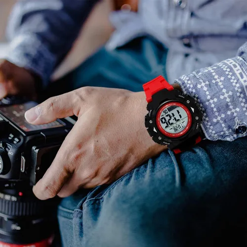 Vista 2 de JONFRED Reloj deportivo digital para hombre, esfera grande, impermeable, con cronómetro, alarma, LED luminoso
