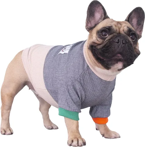 Vista 14 de iChoue - Ropa para mascotas, suéter de cuello alto de invierno para perros con cuello tortuga para Bulldog inglés, Boston Terrier, abrigo de pana