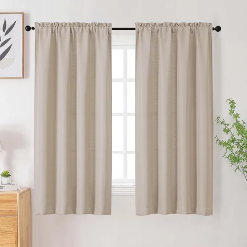 Vista 22 de Cortinas de lino para dormitorio y sala de estar de 96 pulgadas de largo, juego de 2 paneles, con bolsillo para cortinero, filtrado de luz, textura