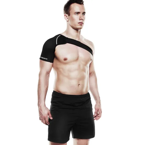 Vista 4 de Rehband Soporte de hombro para hombres y mujeres, soporte de hombro ajustable de neopreno para deportes y uso diario, vendaje de hombro